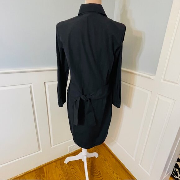 Finley Travel Tech Shirt Dress Savannah Black Long Sleeve Midi Tie Sash Medium - Picture 6 of 9